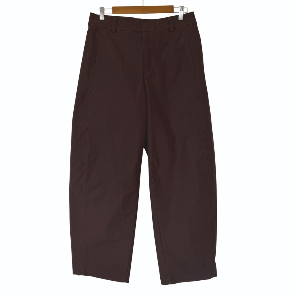 Uniqlo Women Brown Wide Fit Curved Barrel Pants M 221-482287 Stretch Utility